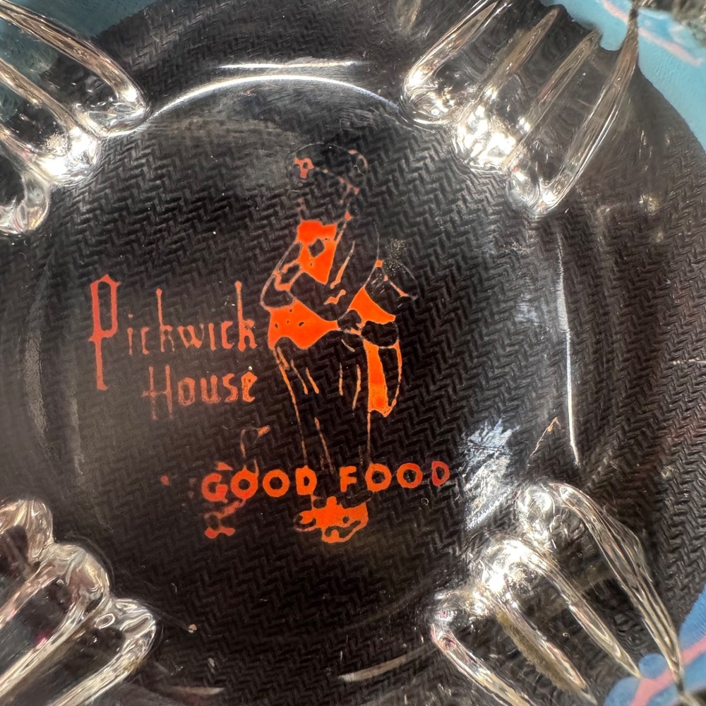 Vintage Pickwick House "Good Food" Glass Ashtray Detroit MI
